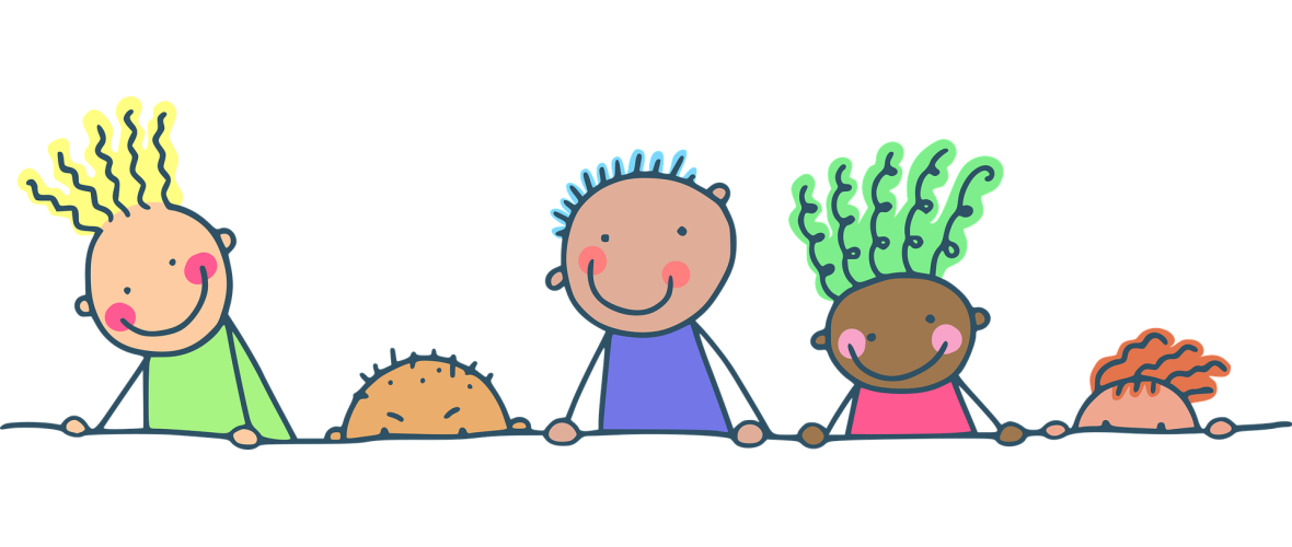 5 verschiedene  gemalte Kinder