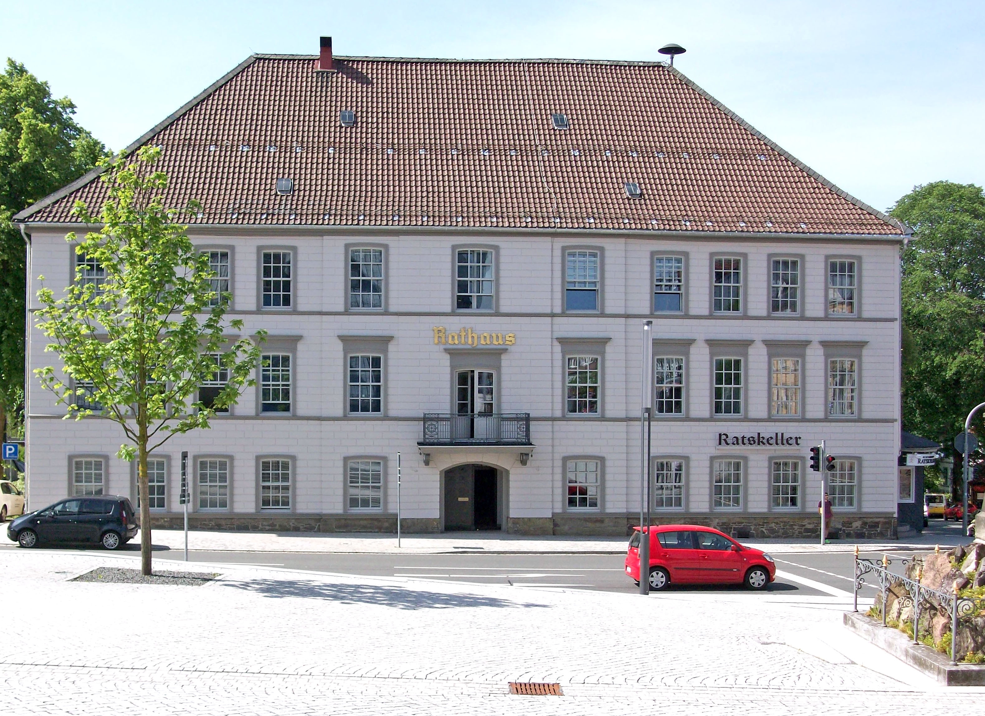 Ansicht der alten Außenfassade des Rathauses
